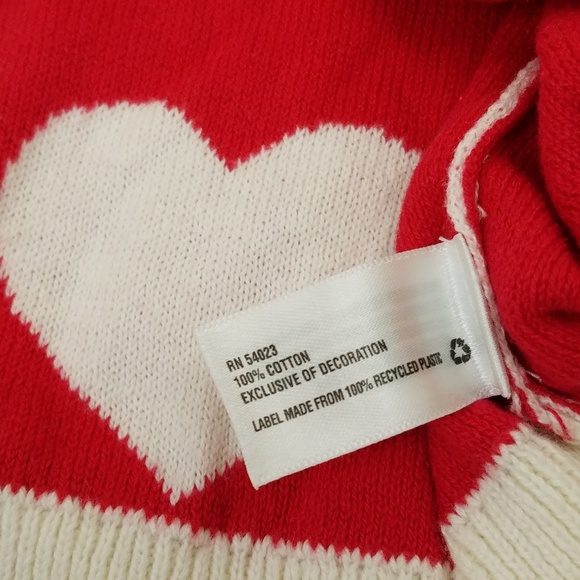 Gap Kids size XL Sequin Heart Sweater Red Ivory - Picture 5 of 8